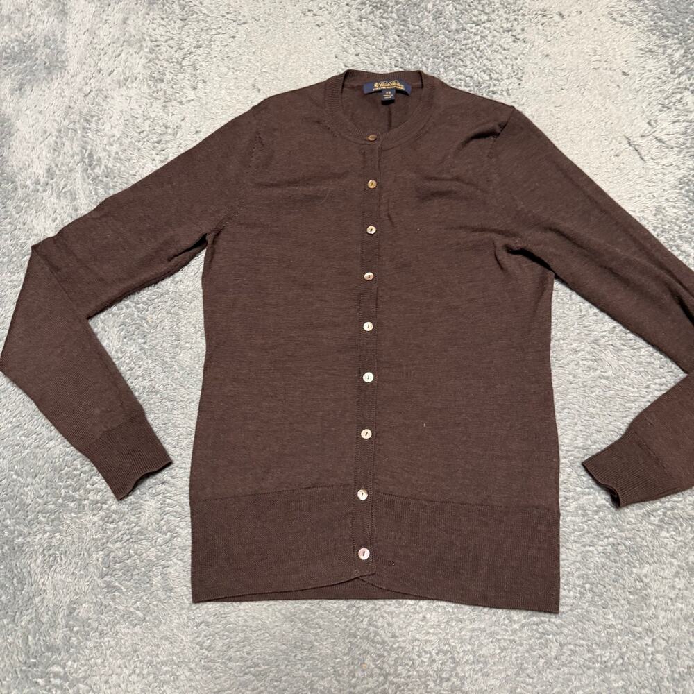 Brooks Brothers Sweater Womens XS Brown Merino Wool Button Cardigan